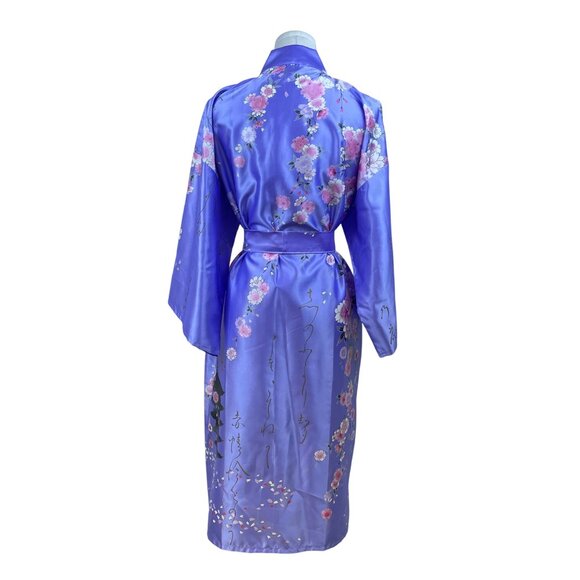 Juguemh Womens Purple Polyester Floral Kimono Robe With Belt Size 42 - Picture 3 of 9